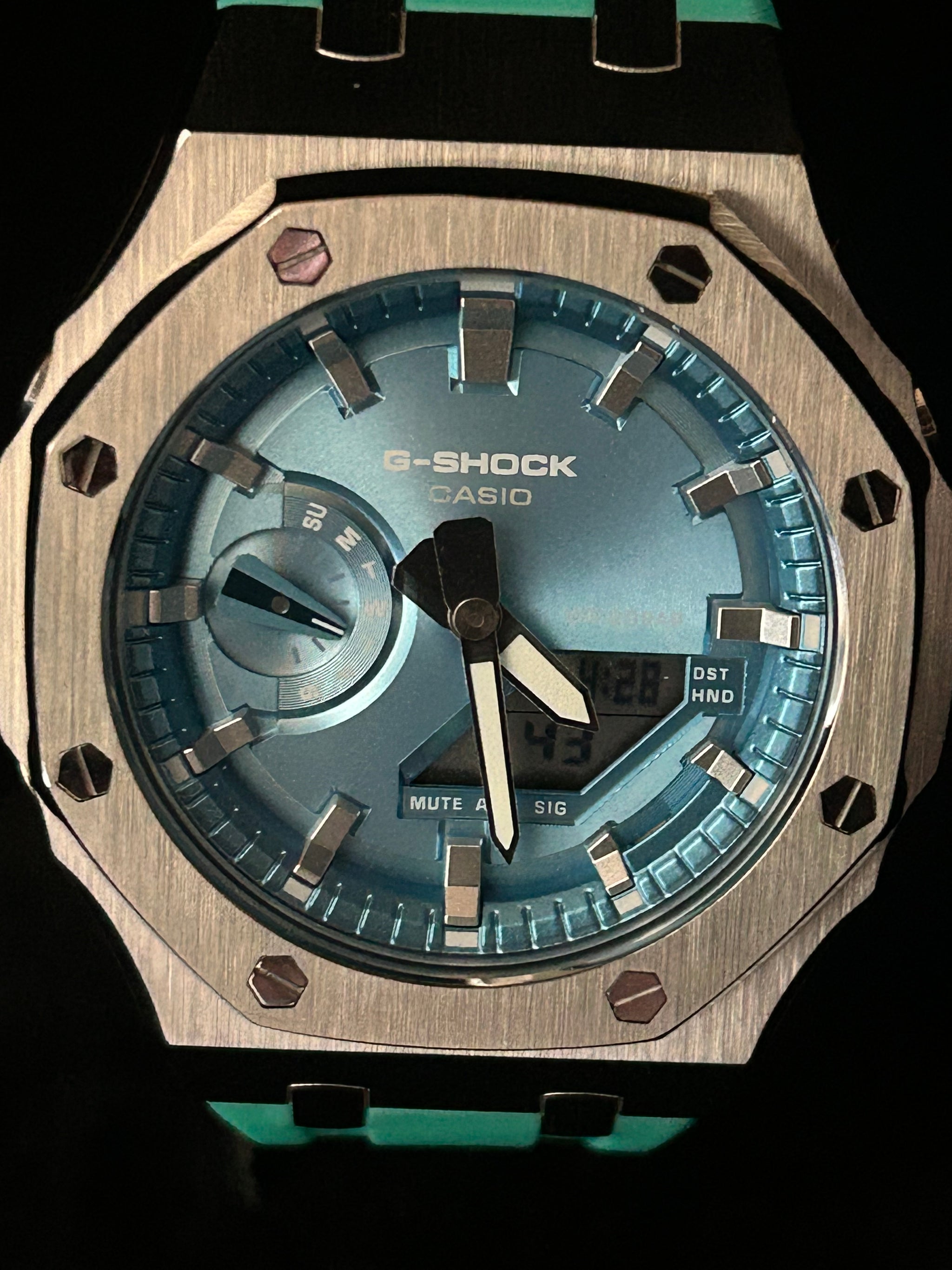 Custom G-Shock Tiffany Blue mod up close by GCS.DBN
