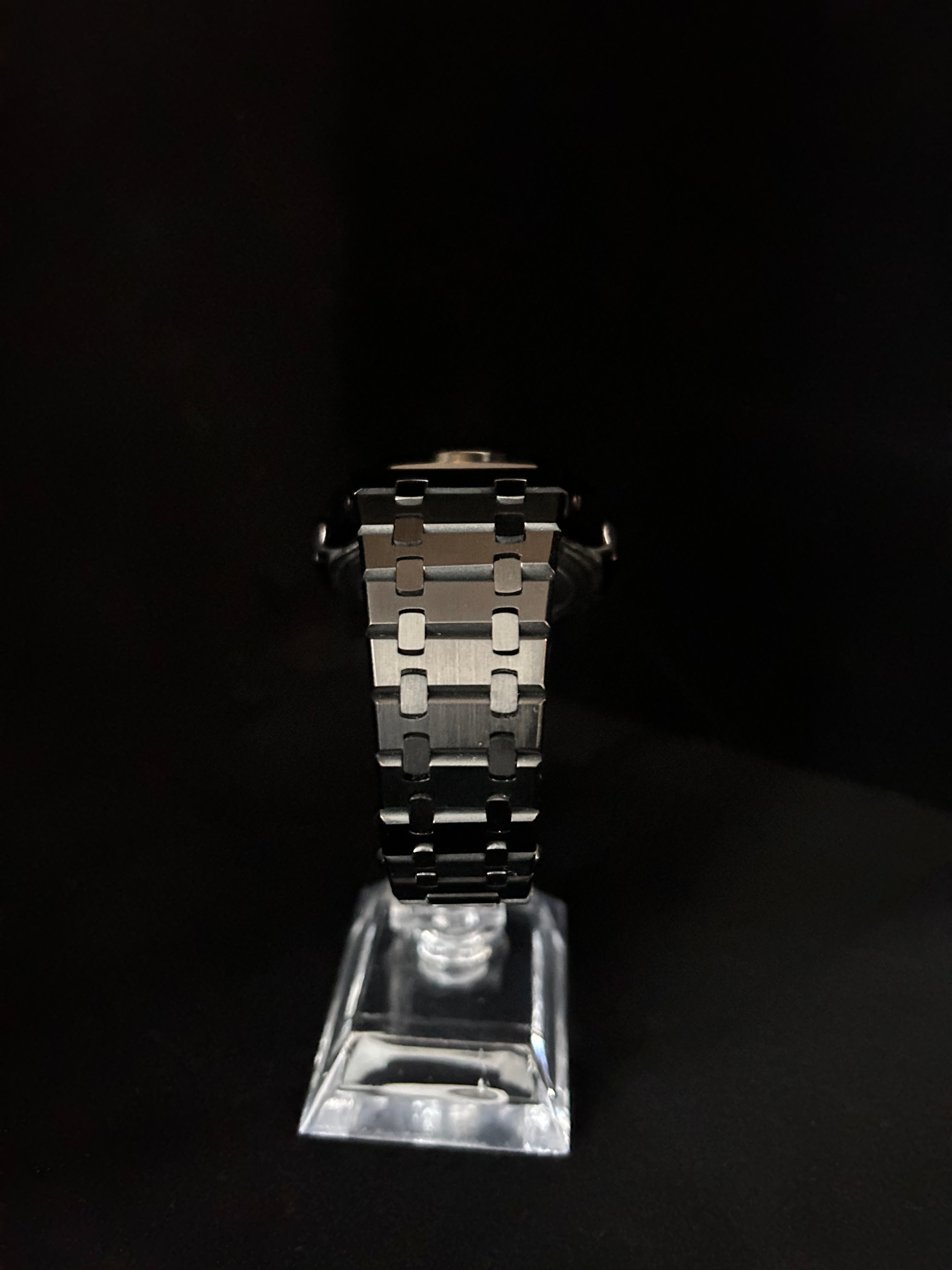 Custom G-Shock Late Edition Blackout polished steel mod bracelet by GCS.DBN