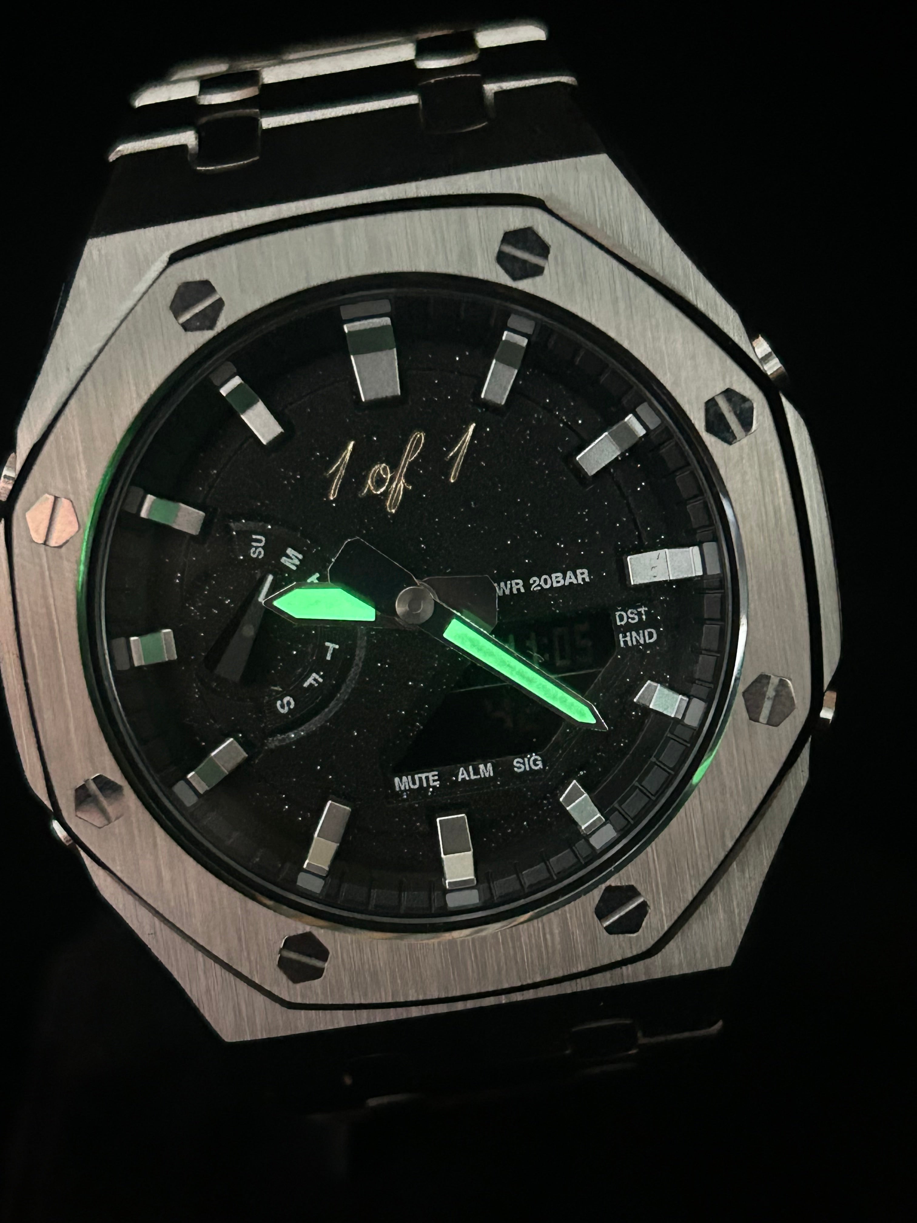 Custom G-Shock 1 of 1 Stainless Steel Starry Dial lumious hands by GCS.DBN