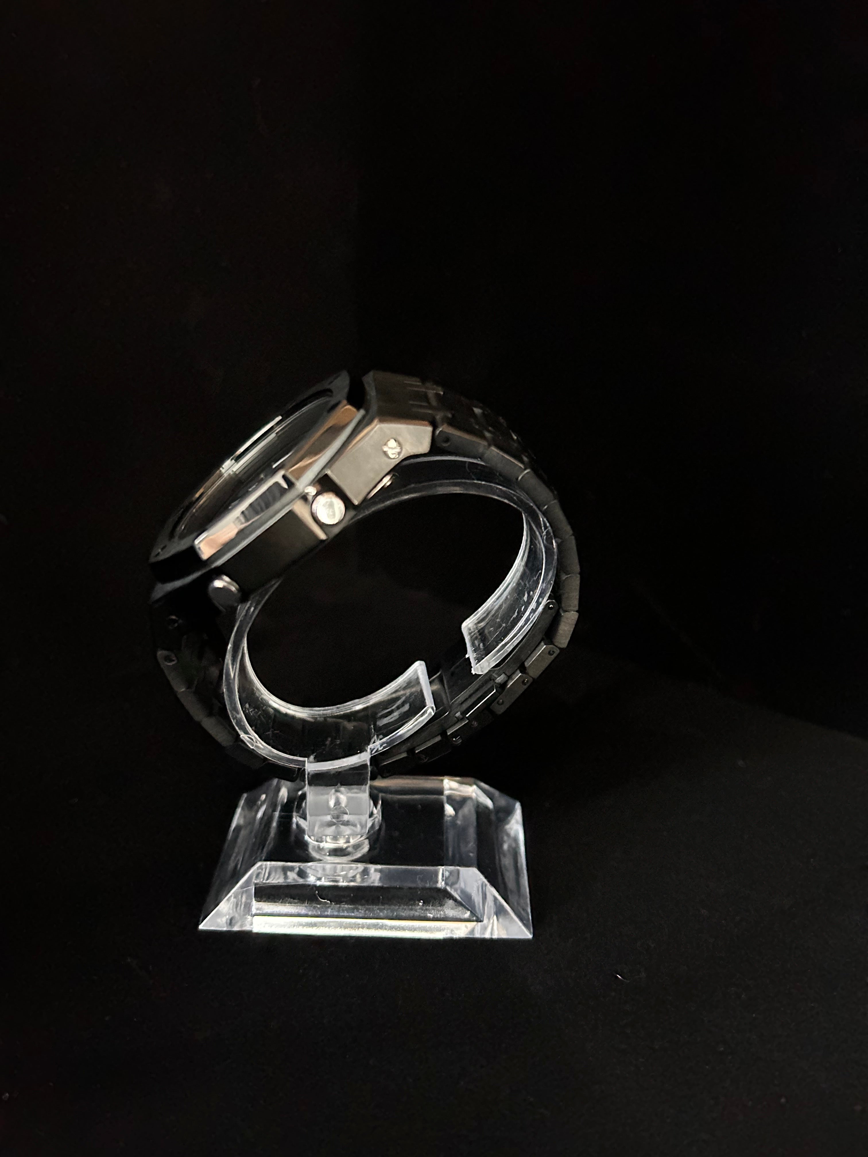 Custom G-Shock Late Edition Blackout polished steel mod side profile by GCS.DBN