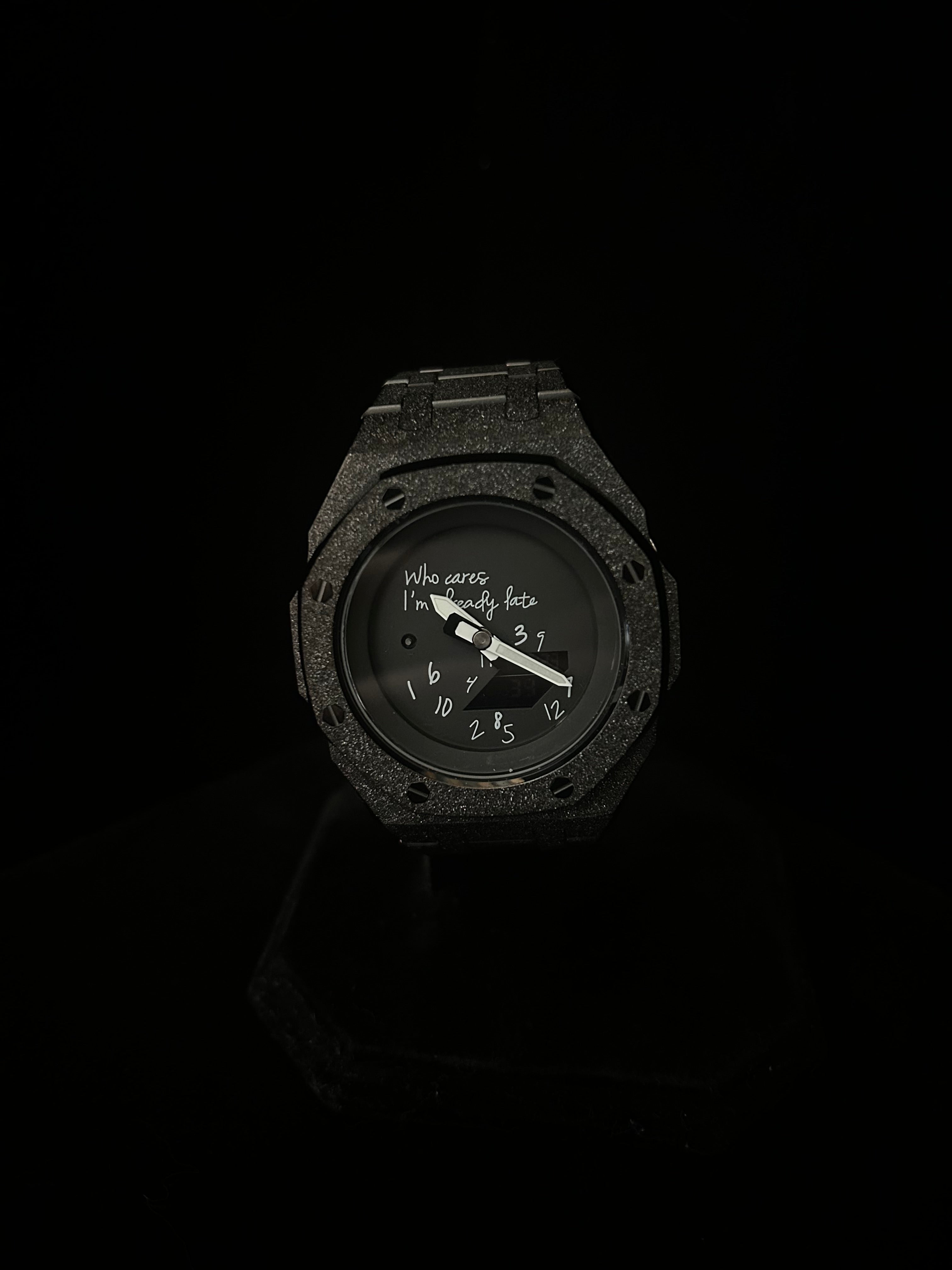 Custom G-Shock Late Edition Blackout Frosted mod with stainless steel case by GCS.DBN