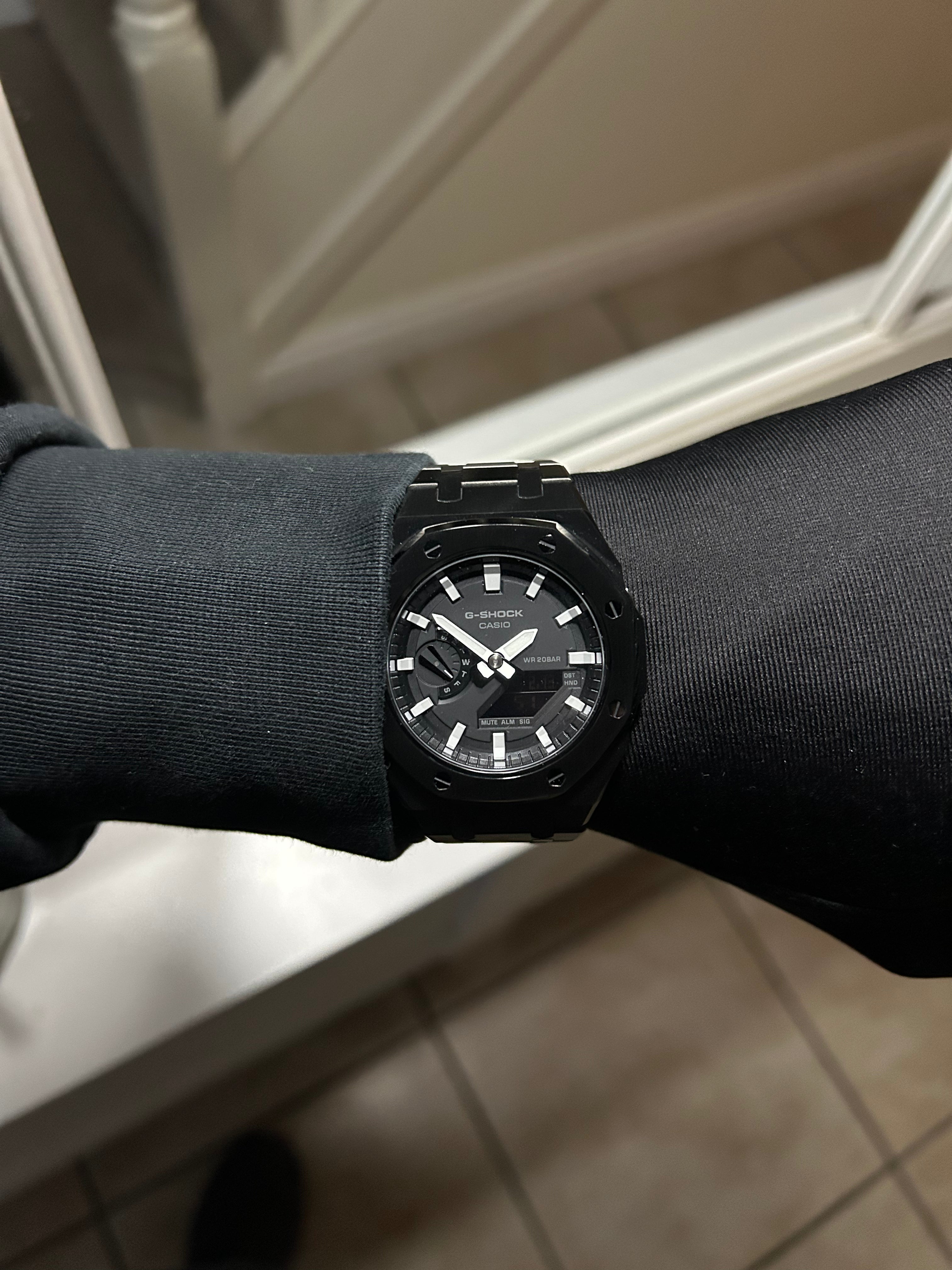 Custom G-Shock Apex Edition Blackout stainless steel mod by GCS.DBN