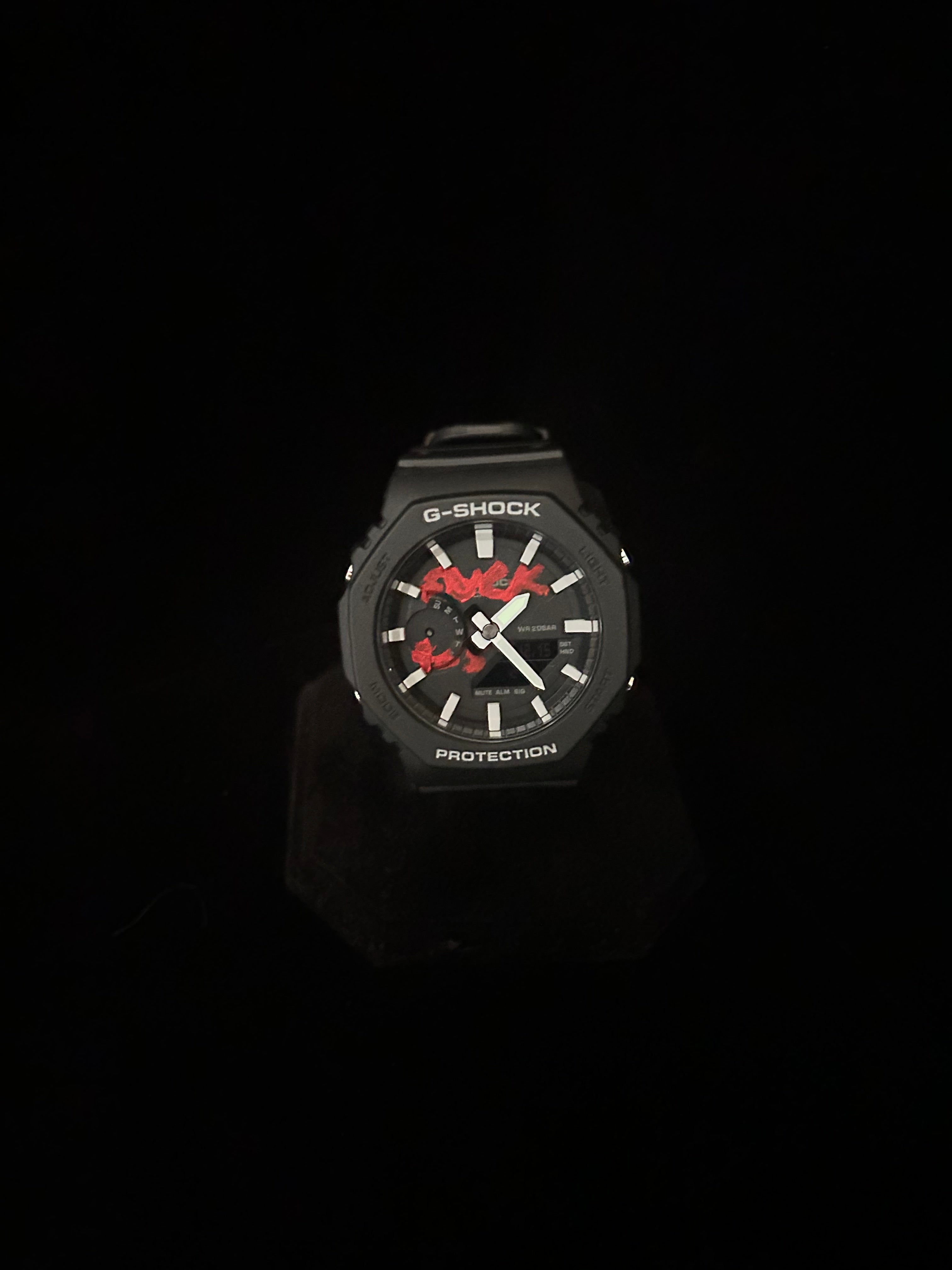 Custom G-Shock FUCK 9-5 hand-painted dial mod by GCS.DBN